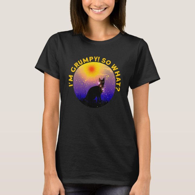 Ilsken katt meme Jag är grinig så vadå 2 T Shirt (Framsida)