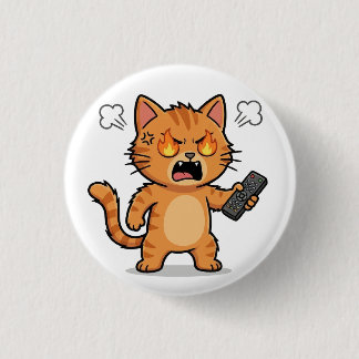 Ilsken katt som håller fjärrkontrollknapp knapp