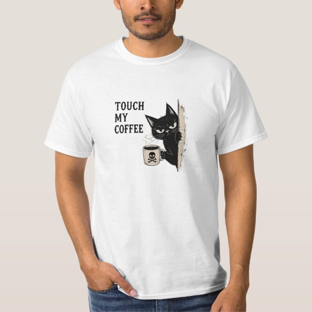 ilsken kattkaffe varning t shirt (Framsida)