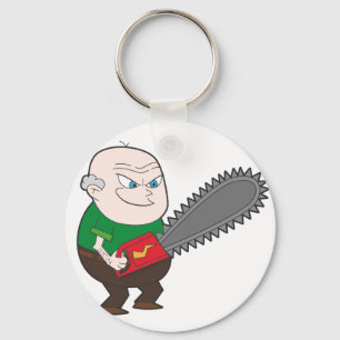 Ilsken man med chainsawtecknaden nyckelring