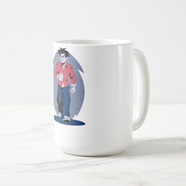Ilsken man som går kaffemugg (Framsida höger)