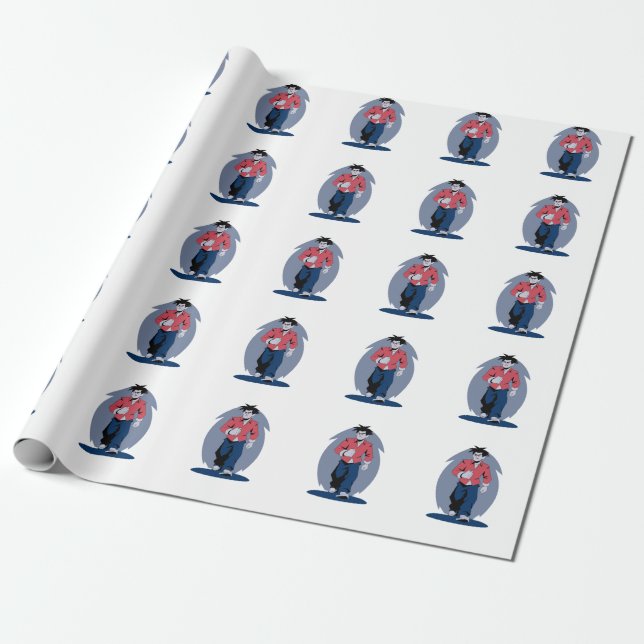 Ilsken man som går presentpapper (Utrullad)
