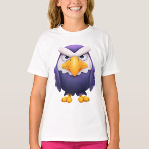 Ilsken Örn Maskot – Söt Lila Fågel för Barn T Shirt
