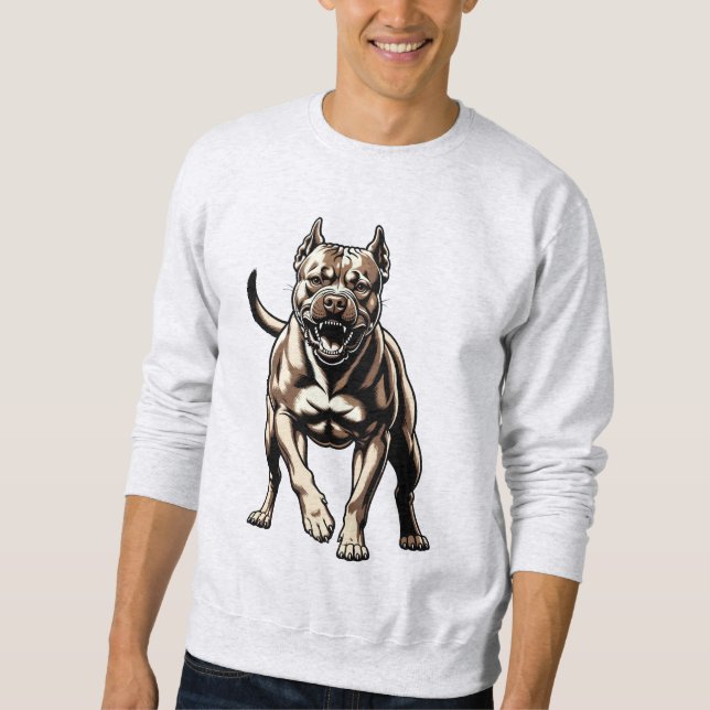 Ilsken Pitbull Lång Ärmad Tröja (Framsida)