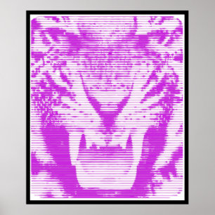 Ilsken purpurfärgad tigervågrätlinjer poster