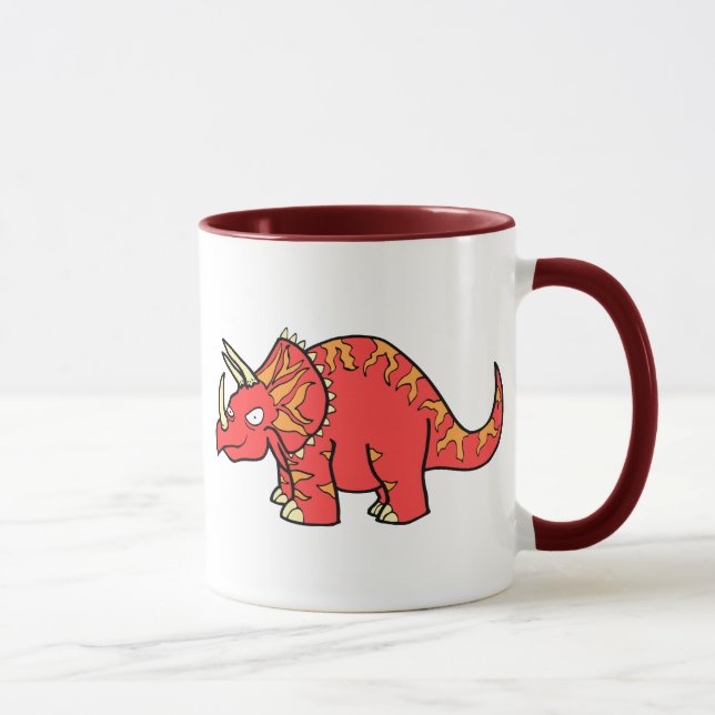 Ilsken röd Triceratops - Dinosaur-gifts.com Mugg (Höger)