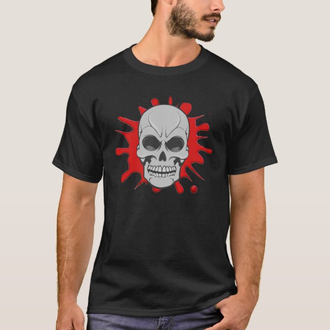 Ilsken skalle & blod Splat: Beställnings- skjorta T-shirt (Framsida)