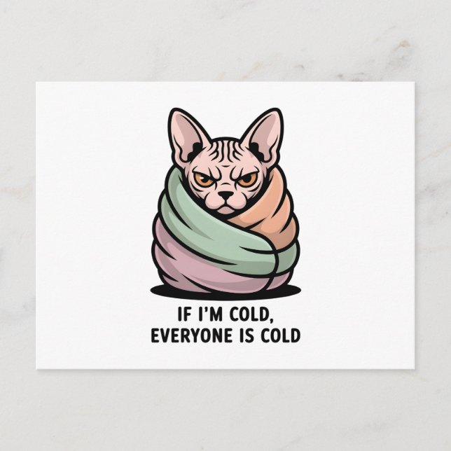Ilsken Sphynx Katt Kall Humor Tecknad Konst Vykort (Framsida)