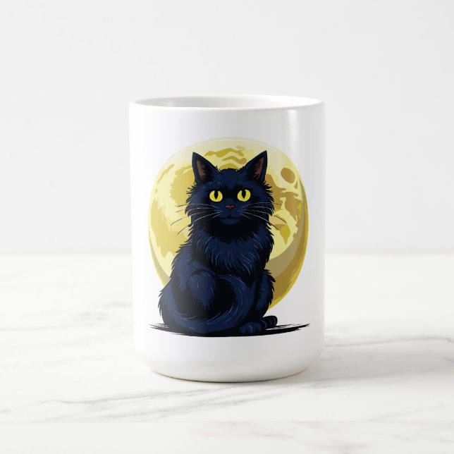 Ilsken svart katt kaffemugg (Center)