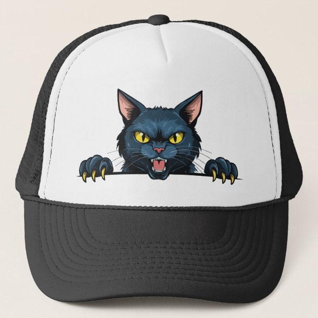 Ilsken svart katt keps (Framsida)