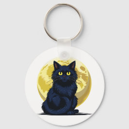 Ilsken svart katt nyckelring