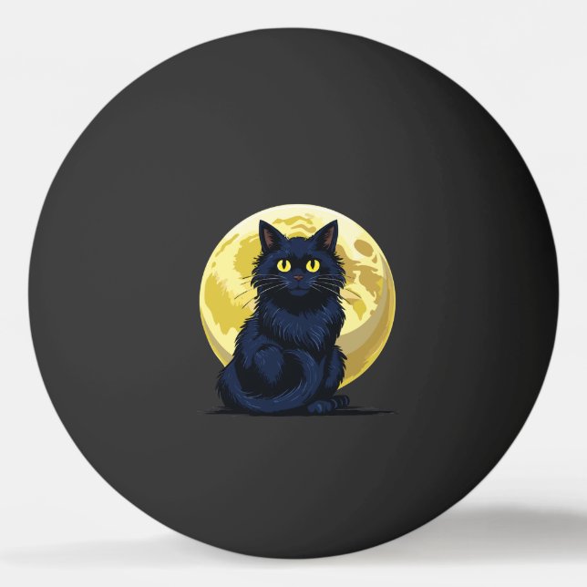 Ilsken svart katt pingisboll (Framsidan)