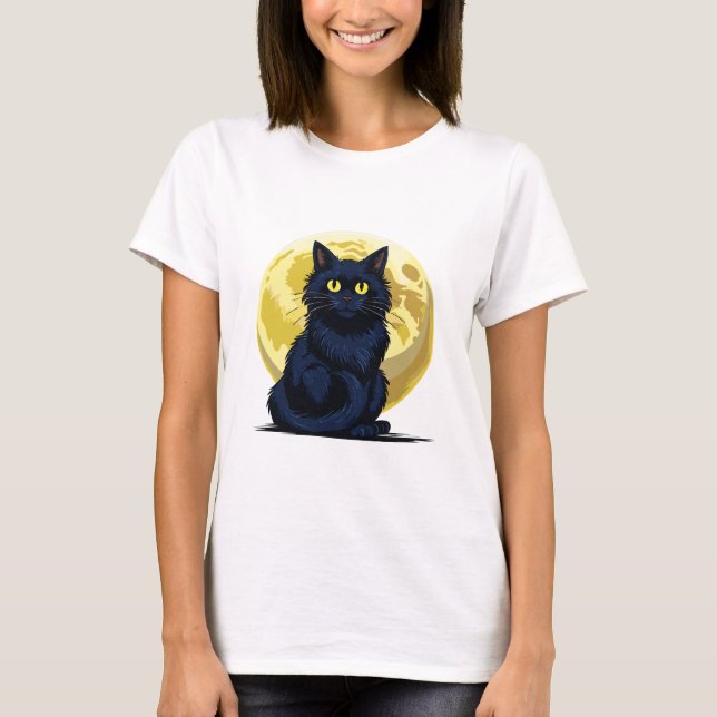 Ilsken svart katt t shirt (Framsida)
