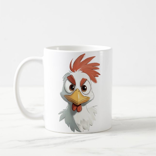 Ilsken Tecknad Kycklinghuvud Kaffemugg (Vänster)