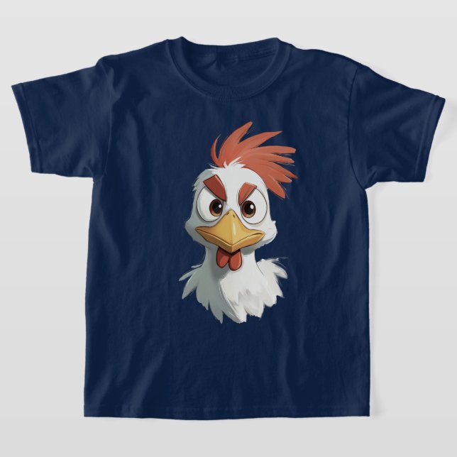 Ilsken Tecknad Kycklinghuvud T Shirt (Laydown)