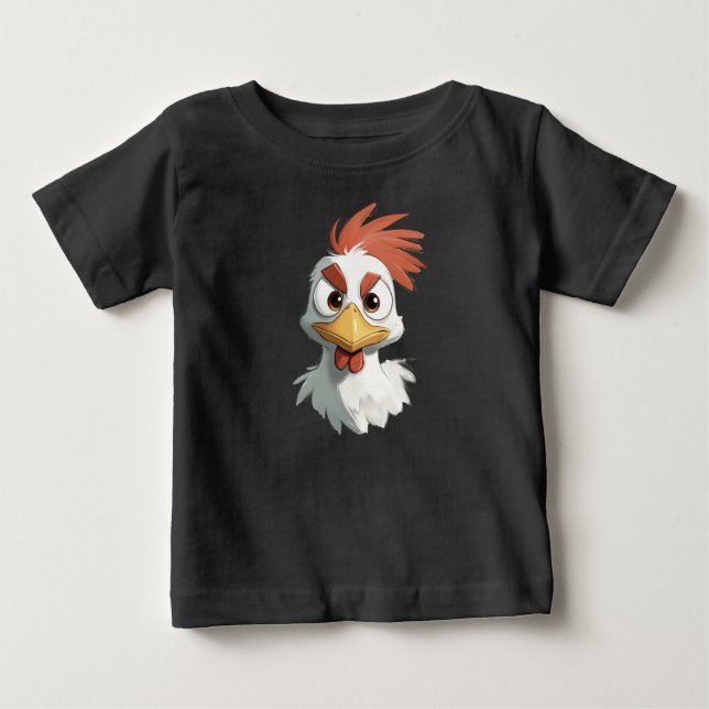 Ilsken Tecknad Kycklinghuvud T Shirt (Framsida)