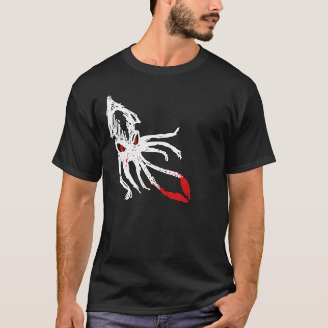Ilsken tioarmad bläckfisk t shirt (Framsida)