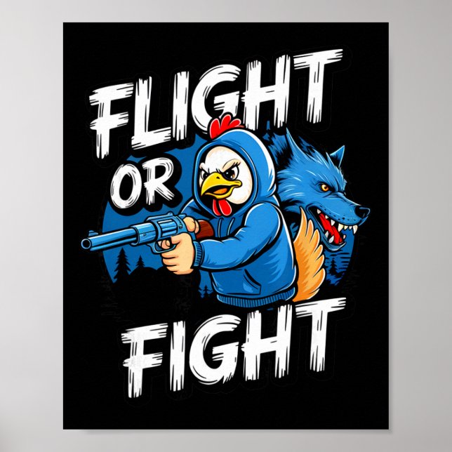 Ilsken Tuffing Kyckling Flykt Eller Kamp Respons R Poster (Framsidan)