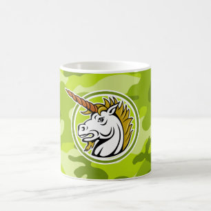 Ilsken Unicorn; ljust - grön camo, kamouflage Kaffemugg
