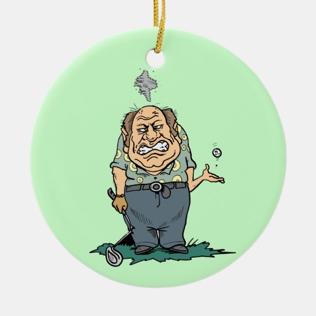 Ilskna golfareT-tröja och gåvor Julgransprydnad Keramik (Framsidan)