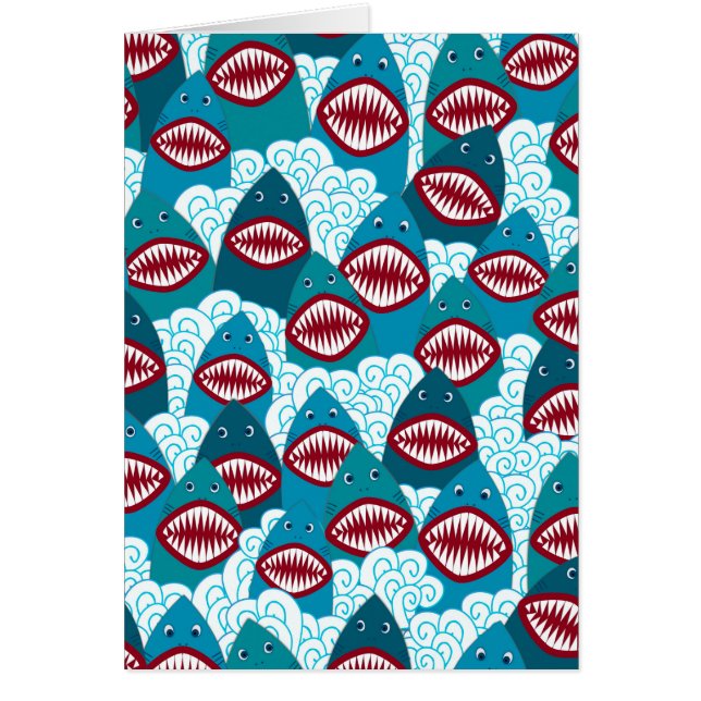 Ilskna hajar hälsningskort (Framsidan)