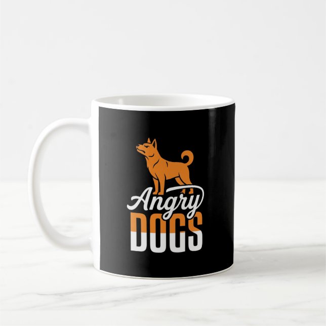 Ilskna Hundar Vektor Maskot Kaffemugg (Vänster)