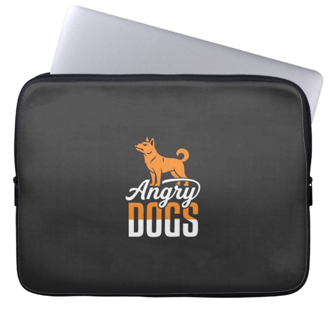 Ilskna Hundar Vektor Maskot Laptop Fodral (Framsidan)