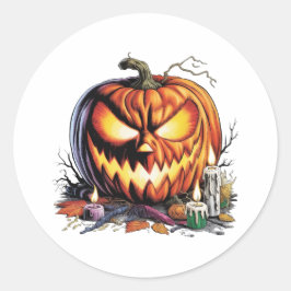 Ilskne Jack Halloween Runt Klistermärke