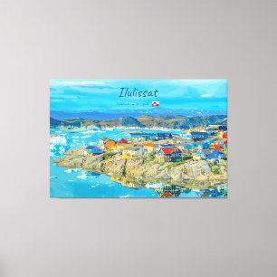 Ilulissat, Grönland - Isberg Stad Canvastryck