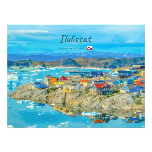 Ilulissat, Grönland - Isberg Stad Fototryck