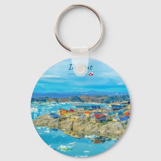 Ilulissat, Grönland - Isberg Stad Nyckelring (Framsida)