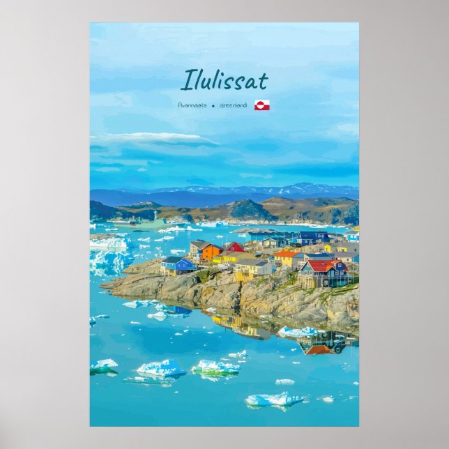 Ilulissat, Grönland - Isberg Stad Poster (Framsidan)