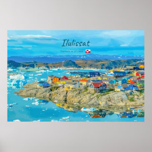 Ilulissat, Grönland - Isberg Stad Poster