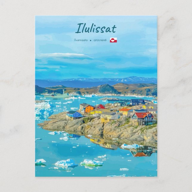 Ilulissat, Grönland - Isberg Stad Vykort (Framsida)