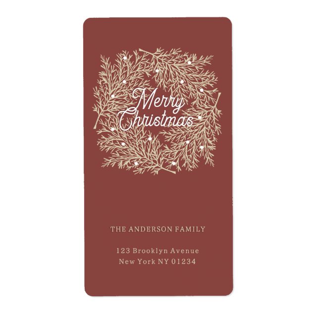 ilustración hojas abeto corona de Navidad rojo Fraktsedel (Framsidan)