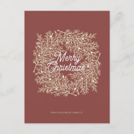 ilustración hojas abeto corona de Navidad rojo Helg Vykort