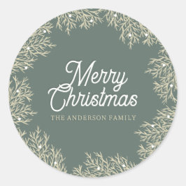ilustración hojas abeto corona de Navidad verde Runt Klistermärke