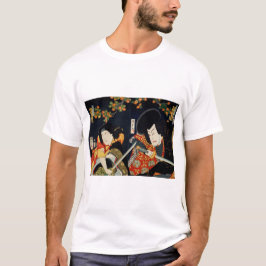Ilustrering av två skådespelare med samurasvärd t shirt
