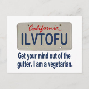 ILVTOFU California License Plate Vykort