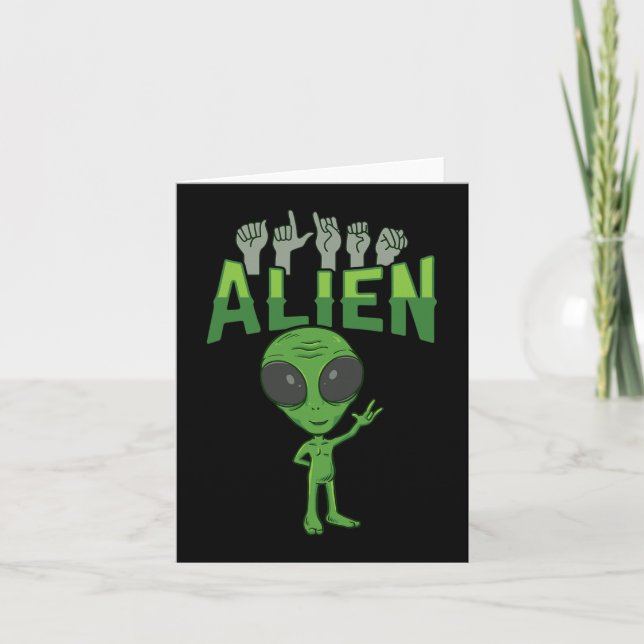 ILY Alien ASL Handgester döv hörselnedsättning med Kort (Framsida)