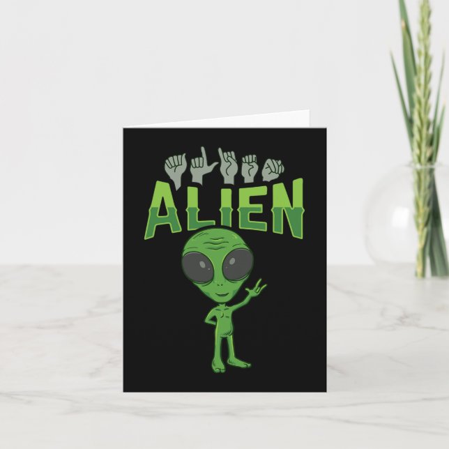 ILY Alien ASL Handgestikulering Döv Hörselnedsättn Kort (Framsida)