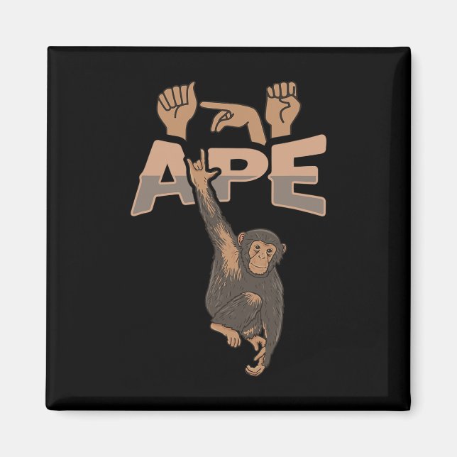 Ily Ape Asl Hand Gesture Deaf Hearing Loss Awarene Magnet (Framsidan)
