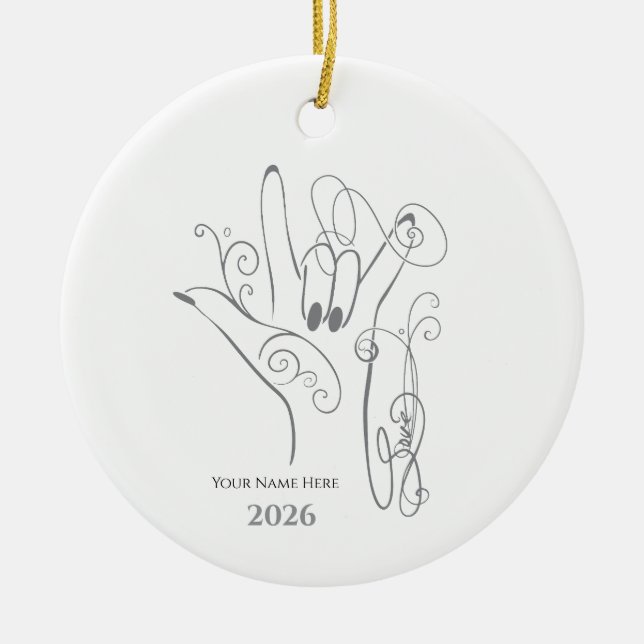 ILY ASL Handform Ornament - Personlig (Framsidan)