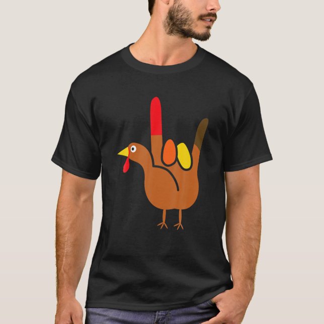 ILY ASL Turkey Sign Thanksgiving T Shirt (Framsida)