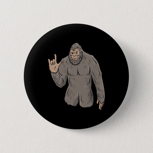 ILY BIG Foot ASL Hand Gesture Döv Hearing Loss Aw Knapp (Framsida)