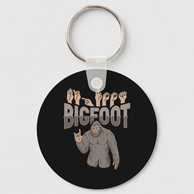 ILY Bigfoot ASL Hand Gesture Döv Hearing Loss Awa Nyckelring (Framsida)