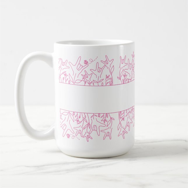 ILY Bloom - Anpassat namn ASL-design Kaffemugg (Vänster)