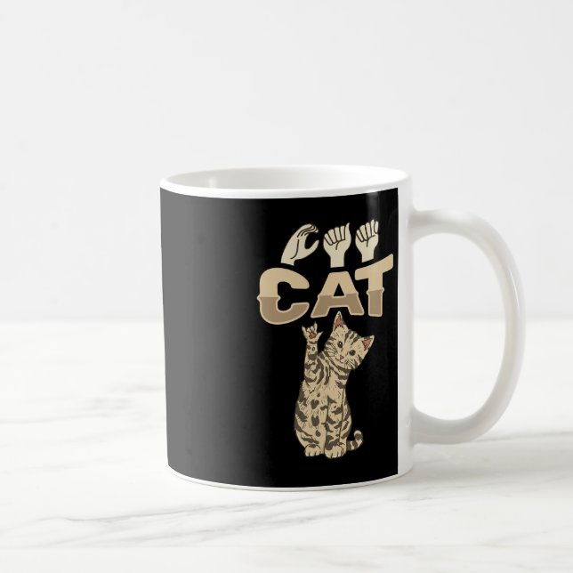 ILY Cat ASL Hand Gesture Döv Hearing Loss Awarene Kaffemugg (Höger)
