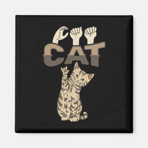 ILY Cat ASL Hand Gesture Döv Hearing Loss Awarene Magnet