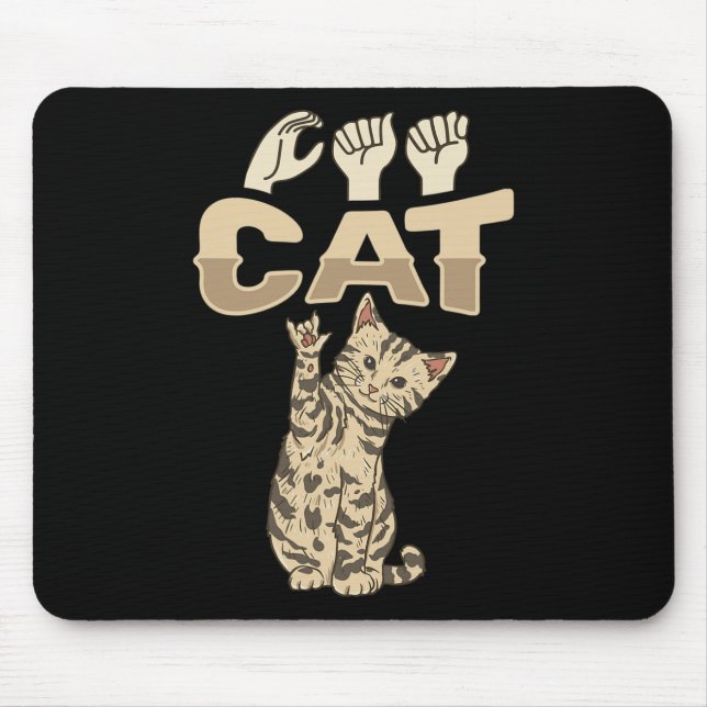 ILY Cat ASL Hand Gesture Döv Hearing Loss Awarene Musmatta (Framsidan)